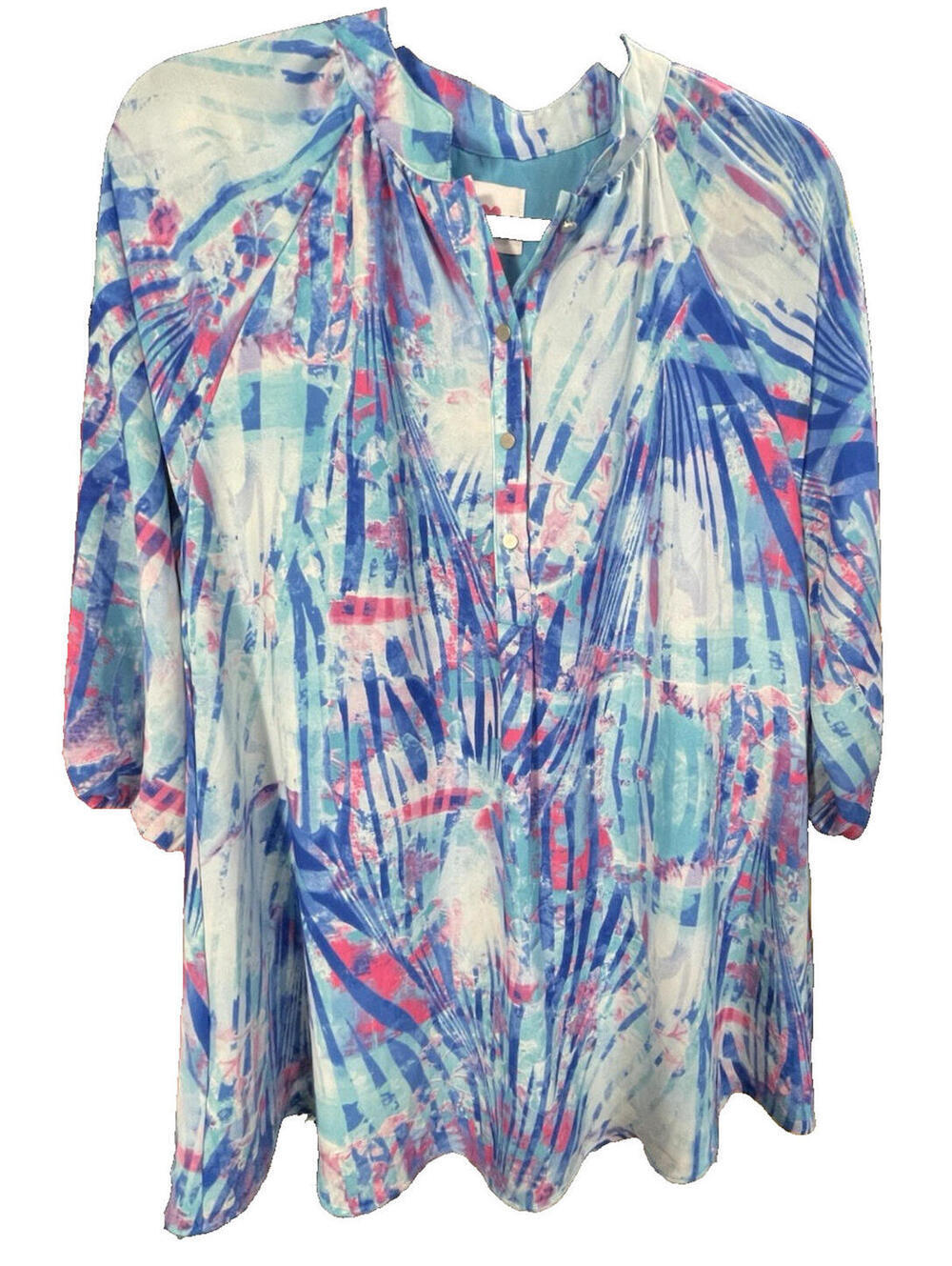 Buddy Love Merida Mini Tunic Dress S Blue Pink Abstract Geometric Boho Summer